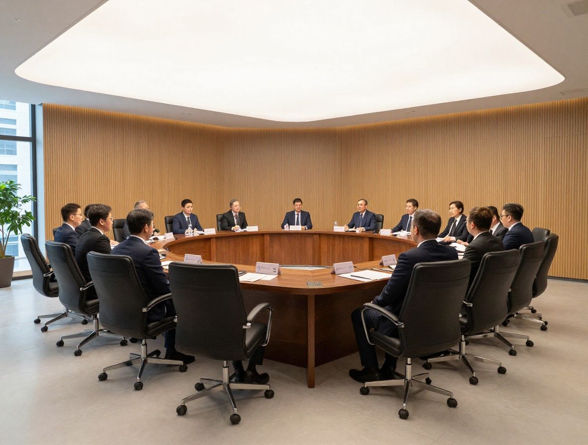 Современный конференц-зал с панорамным видом в небоскрёбе финансового квартала Чикаго в солнечный день