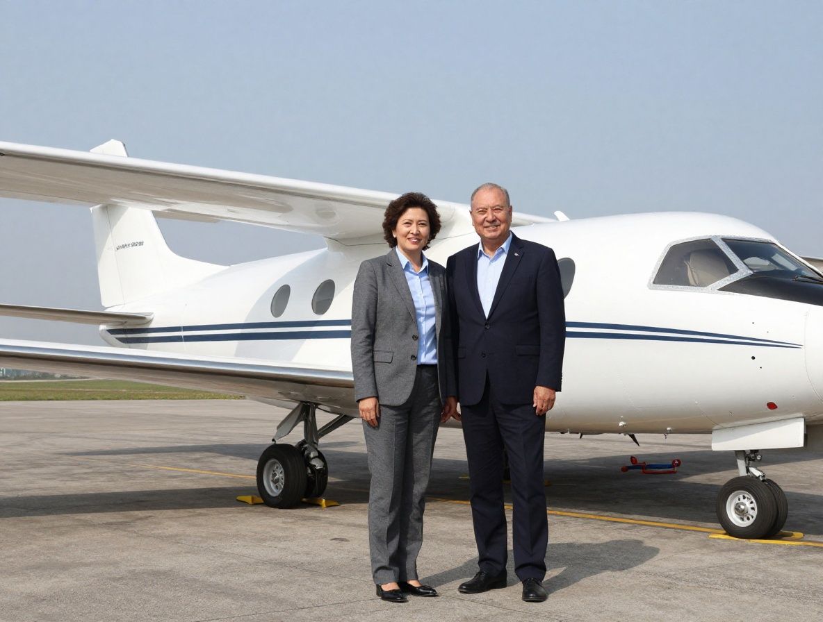 Роскошный интерьер частного самолёта бизнес-класса с кожаными креслами цвета слоновой кости и деревянными панелями