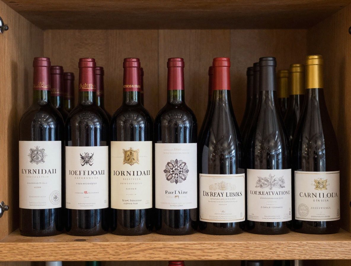 Элегантный подвальный погреб с сотнями бутылок редкого коллекционного вина на деревянных стеллажах при мягком освещении